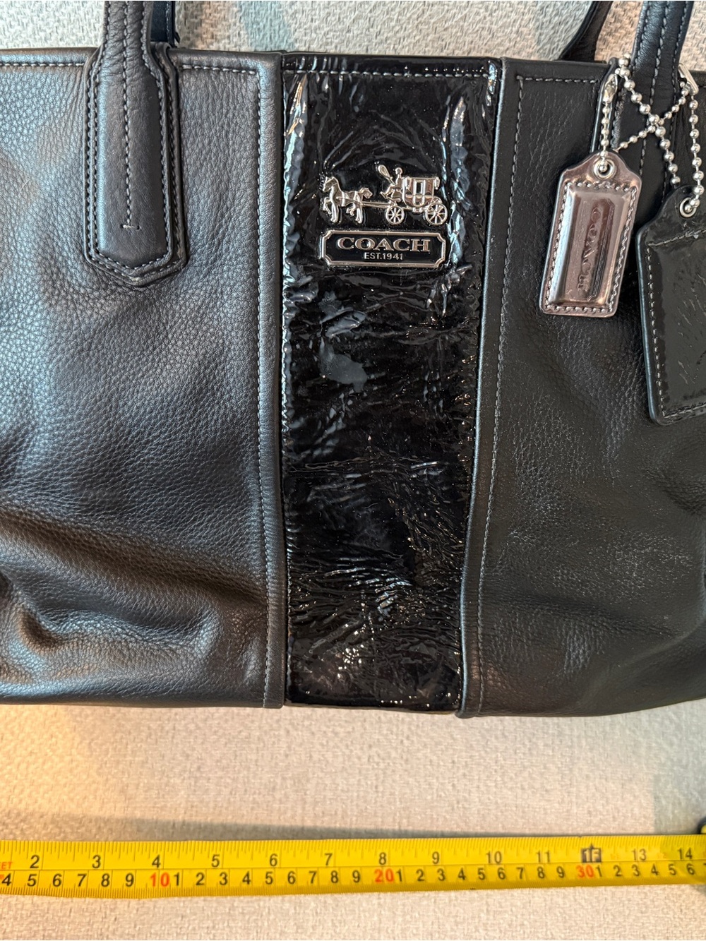 Coach Pink Interior Tote with Black Leather Coach Patch